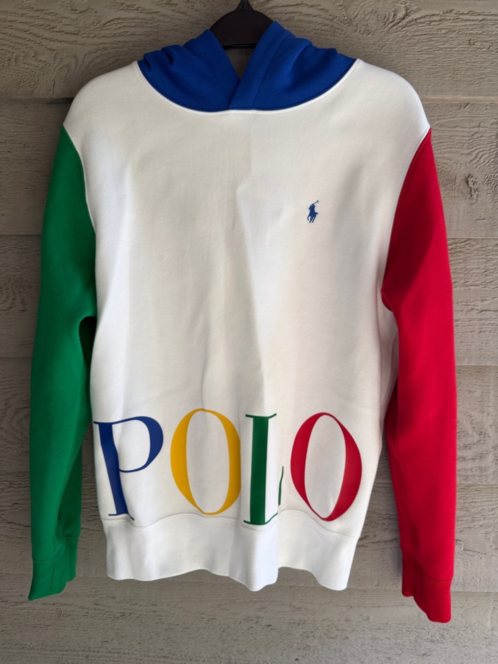 Polo by Ralph Lauren White Multicolor Logo Hoodie Sweater